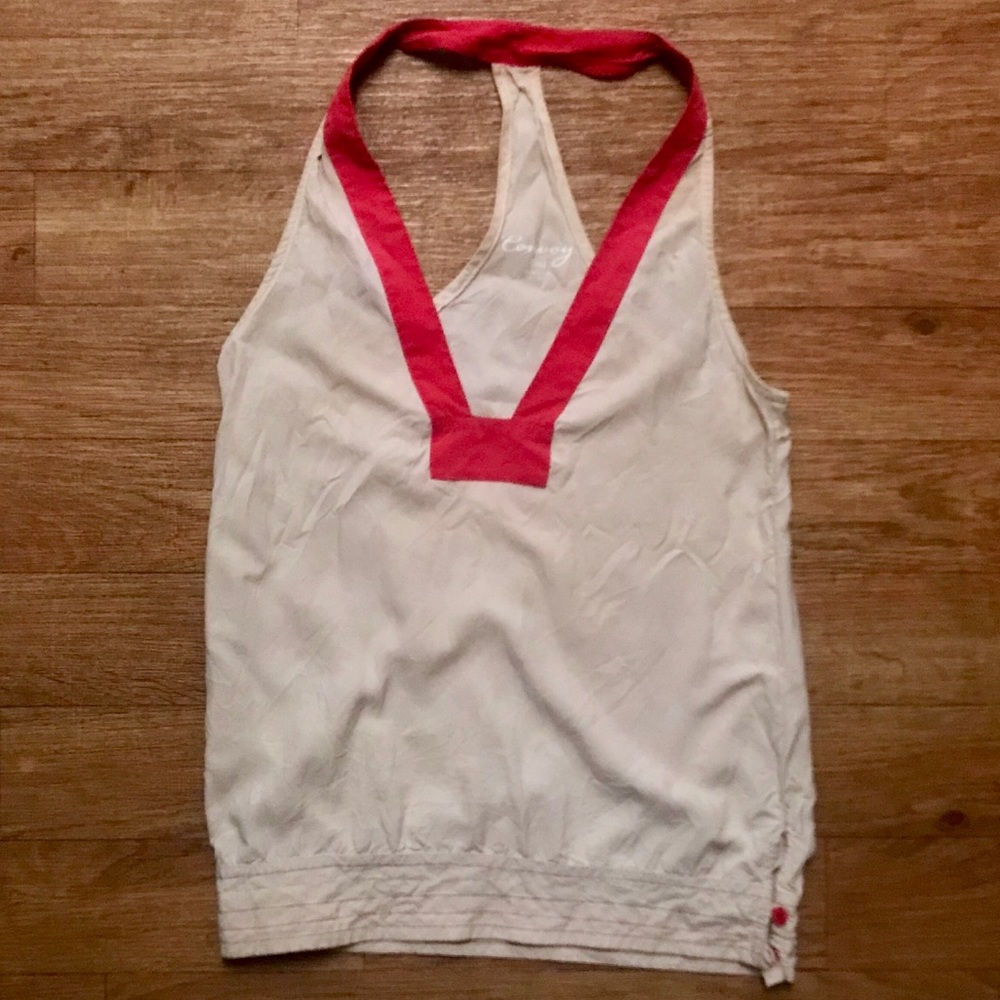 Convoy 💯 Silk Plunge Neck Racer Back Tank Top
